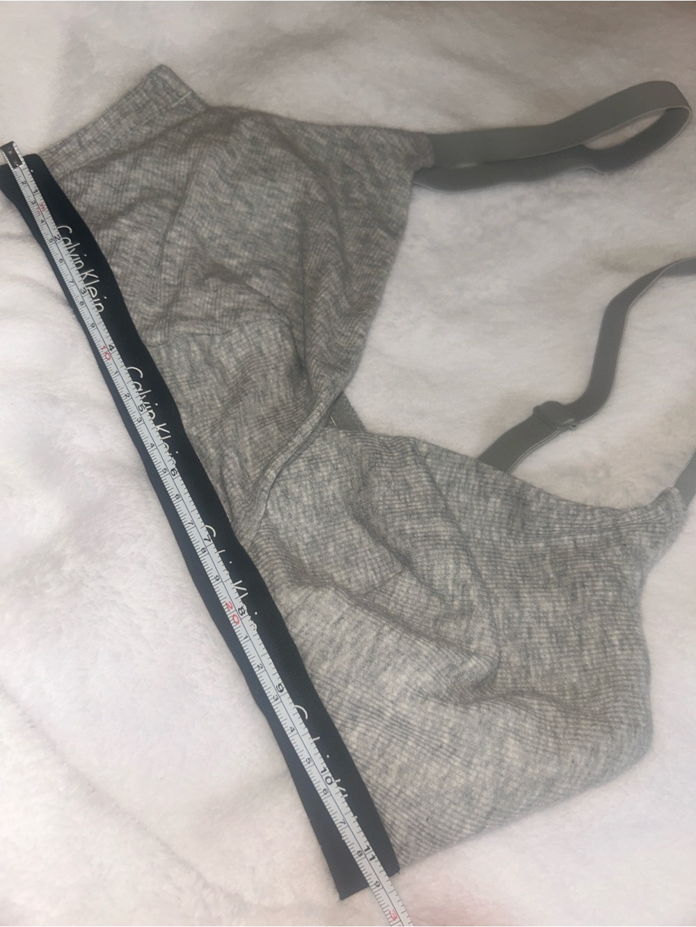 Cotton Calvin Klein Women's Grey Triangle Ribbed Wireless Bralette Bra lounge - Picture 3 of 5